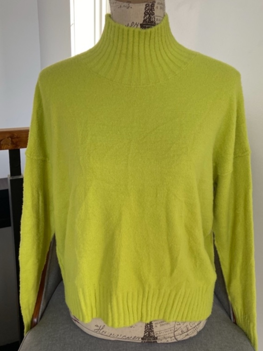 Free People Neon Lime Turtleneck Sweater